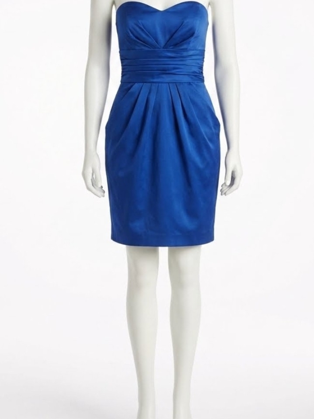 David's Bridal Strapless Cobalt Blue Cocktail Dress